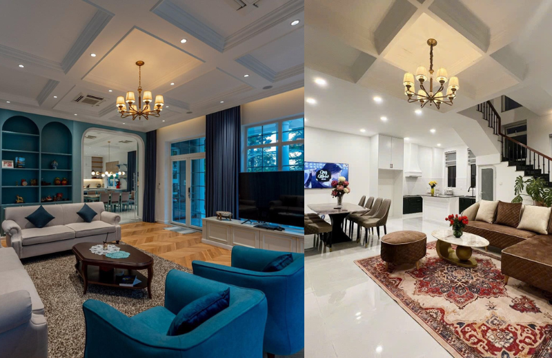 Ảnh thật tại nhà khách với mẫu Đèn Chùm DC9665T8