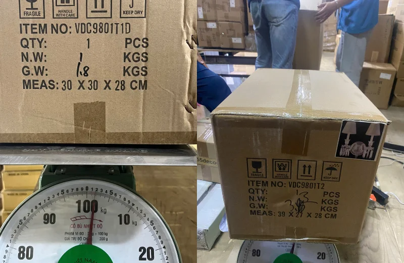 Kích thước thùng Đèn Tường Pha Lê VDC9801