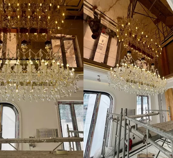 Quá trình lắp đặt, thi công Đèn Chùm Pha Lê DC5263N44