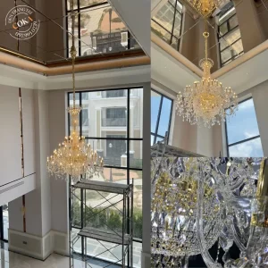 đèn chùm phòng khách dc8860 - thiết kế chum pha lê thông tầng phòng khách