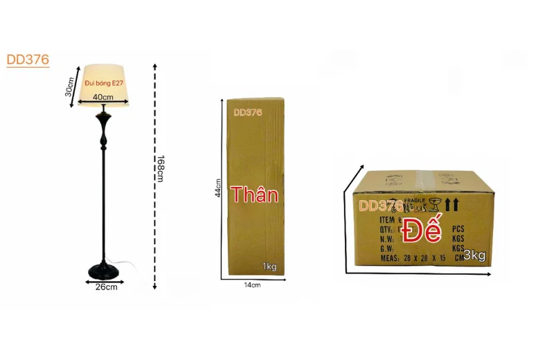 Kích thước Đèn Đứng DD376
