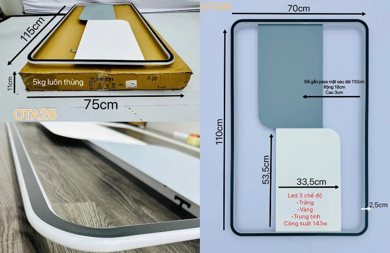 Thông số chi tiết Đèn Ốp Trần Mica OTA28