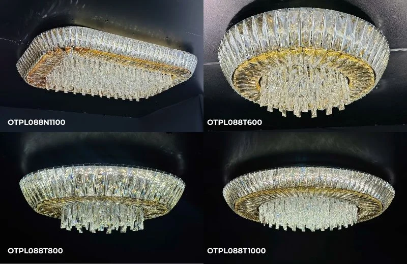 Đèn ốp trần pha lê OTPL088 cho không gian phòng khách sang trọng, đẳng cấp