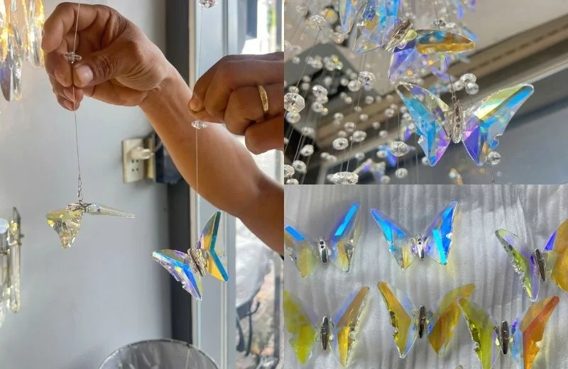 Đèn thả pha lê TPL127 thiết kế đàn bướm pha lê lấp lánh