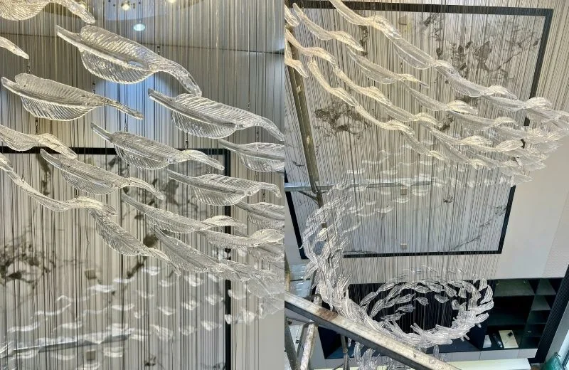 Đèn thiết kế DTK1511 với hơn 200 lá thả thuỷ tinh cao cấp