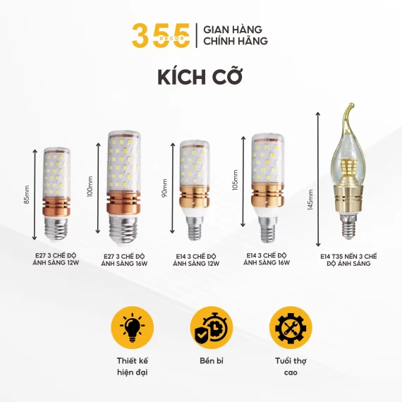 Bóng Đèn LED 3 Chế Độ 12-16W 4
