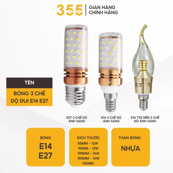 Bóng Đèn LED 3 Chế Độ 12-16W 8