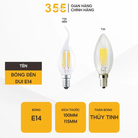 Bóng Đèn LED Đui E14 Ánh Sáng Vàng 4W 7