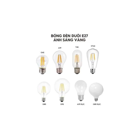 Bóng Đèn LED Đui E27 Ánh Sáng Vàng 4-8W 1