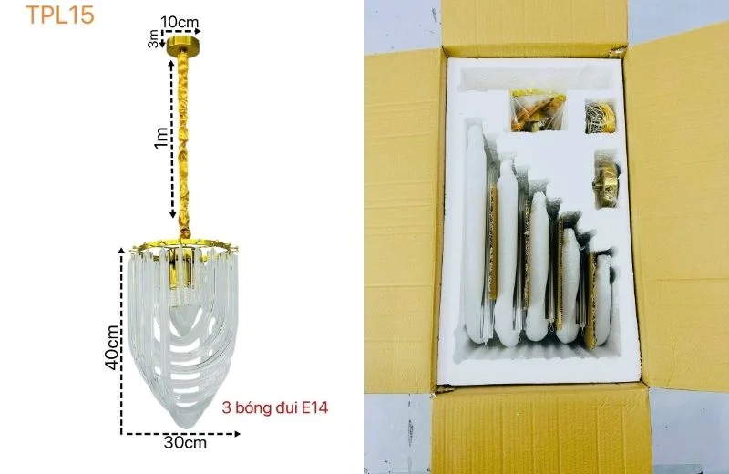Chi tiết đèn thả pha lê TPL15