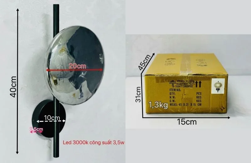 Thông số chi tiết Đèn Tường Thiết Kế VK135