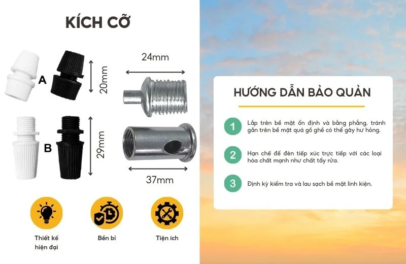 Kích cỡ Linh Kiện Nút Giữ Dây