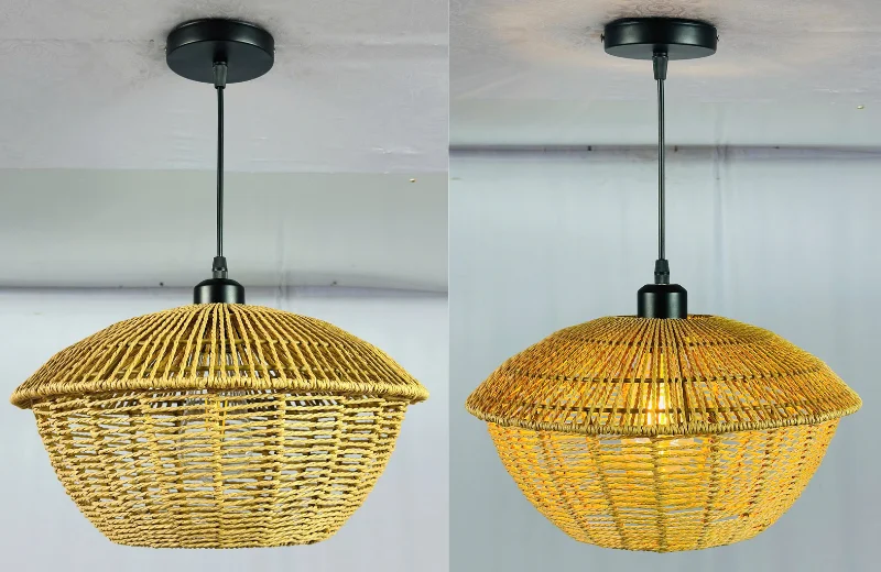 Ảnh thật của Đèn Thả Thiết Kế TTK204 lúc bật và tắt đèn