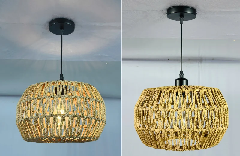 Ảnh thật của Đèn Thả Thiết Kế TTK207 lúc bật và tắt đèn