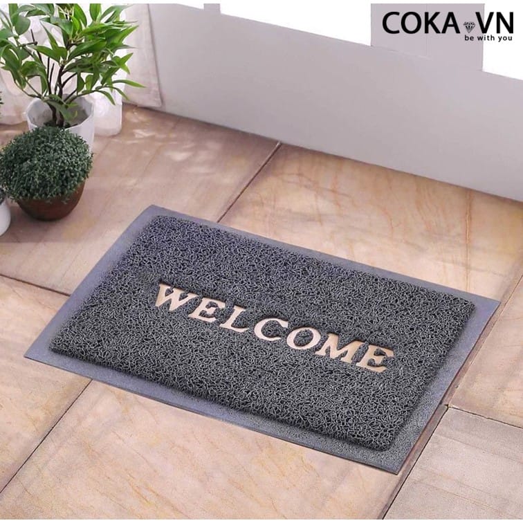 Thảm Chùi Chân Welcome Xám Dày