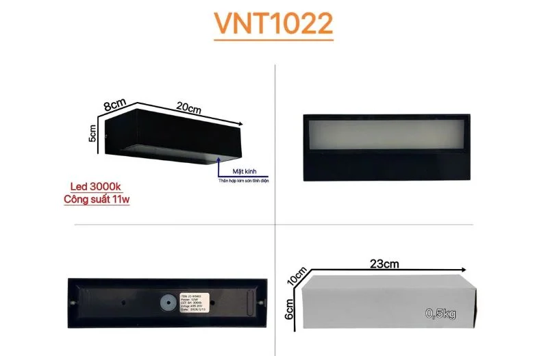 Đèn Hắt Tường VNT1022 1 Thông số chi tiết của Đèn Hắt Tường VNT1022
